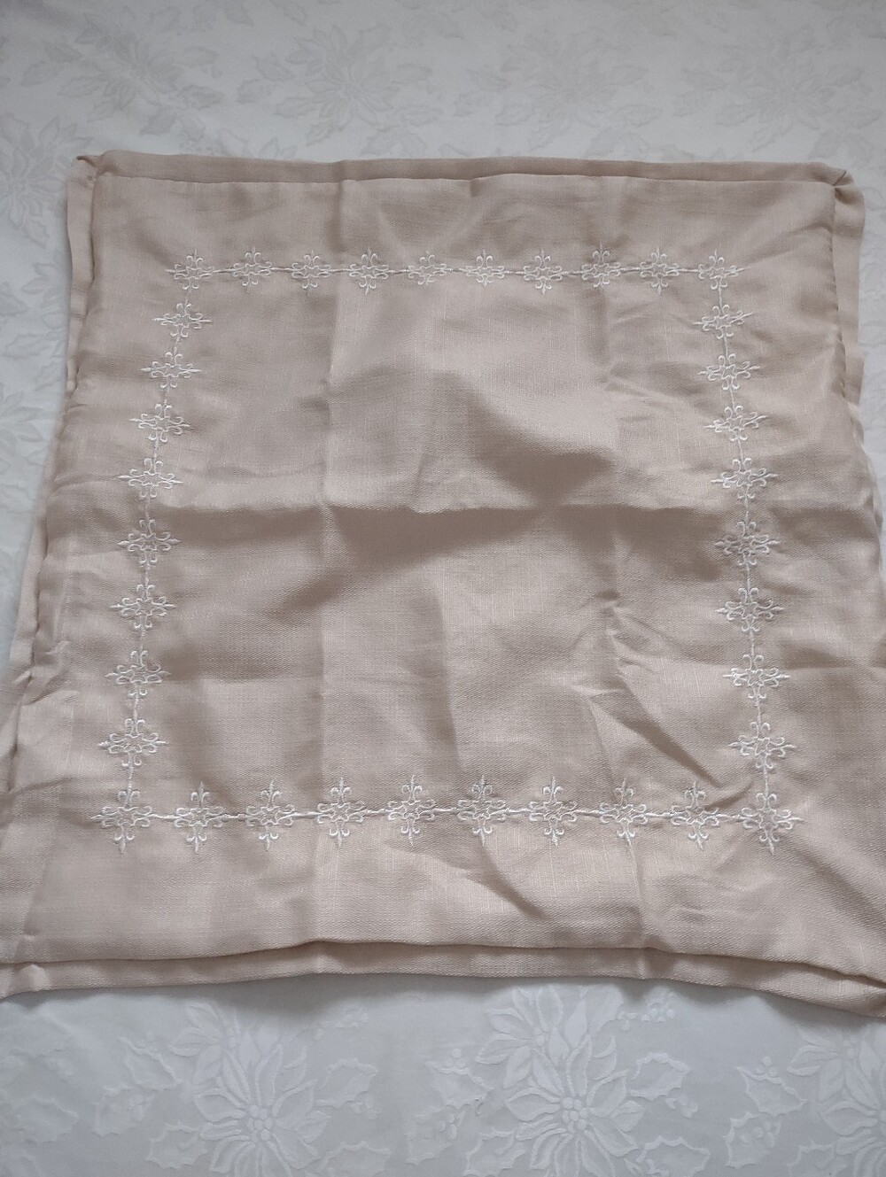 Embroidered Beige Pillow Cases Textured
